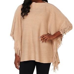 Layers by Lizden Marvelush Cable Knit Fringed Poncho